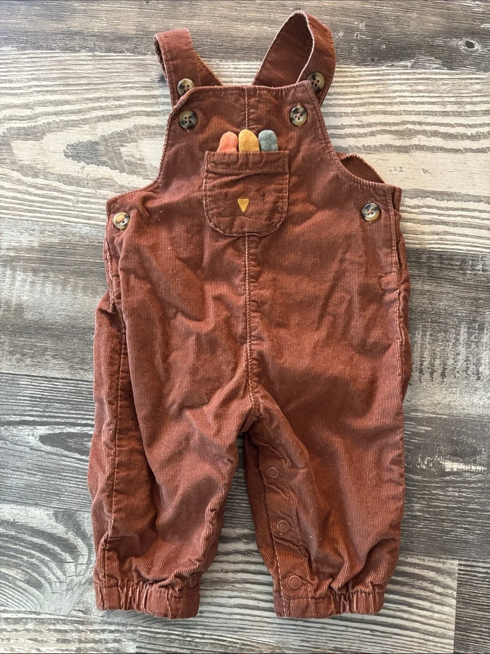 Turkey Thanksgiving corduroy overalls for baby